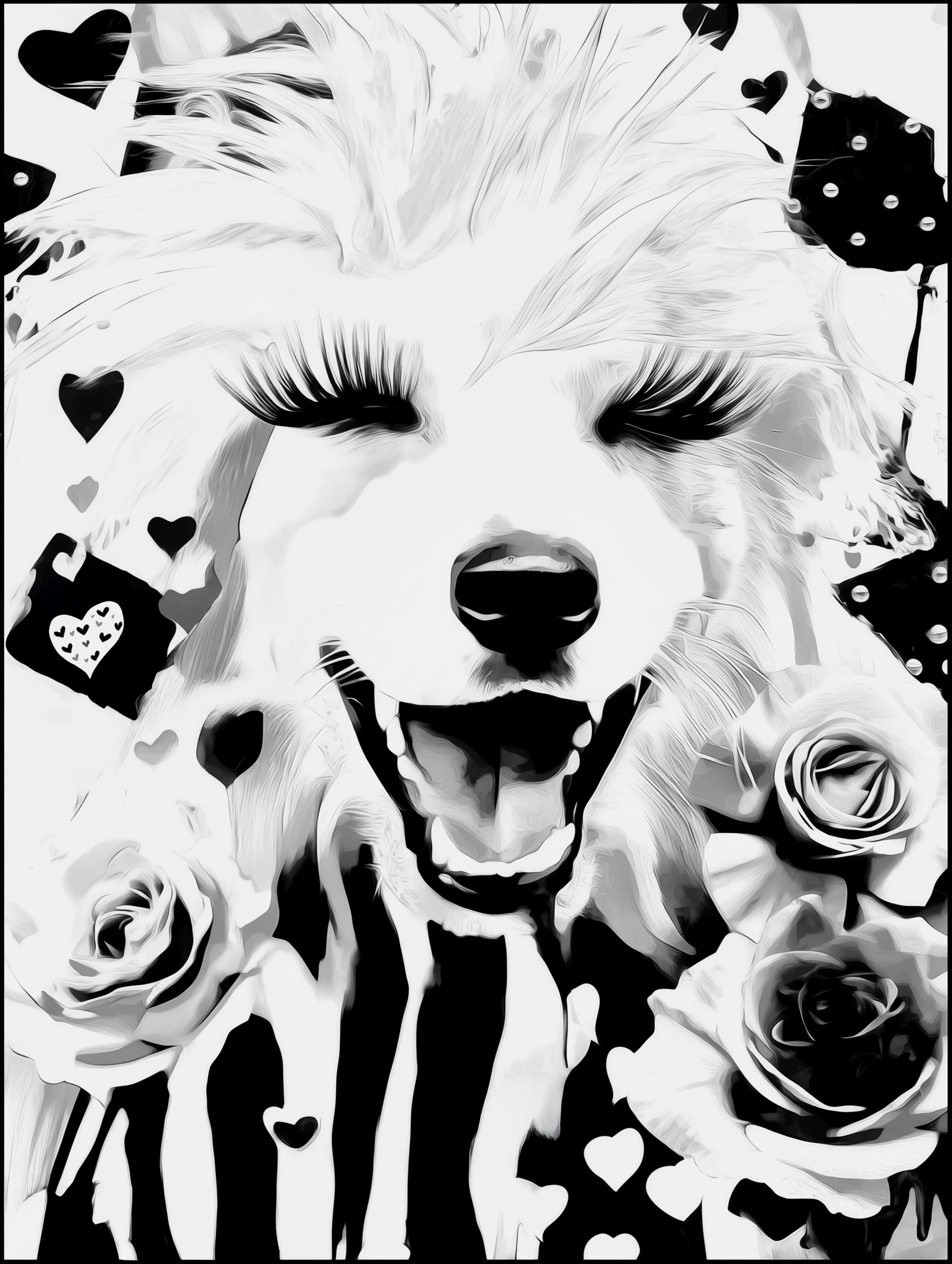 Free printable dog coloring page for adults featuring long hair dog